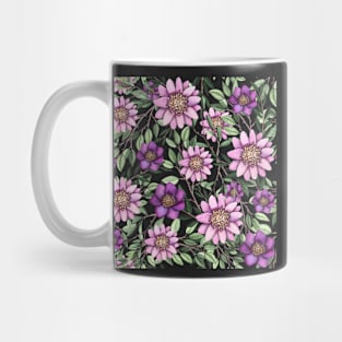 Purple Flowers and Green Foliage Mug